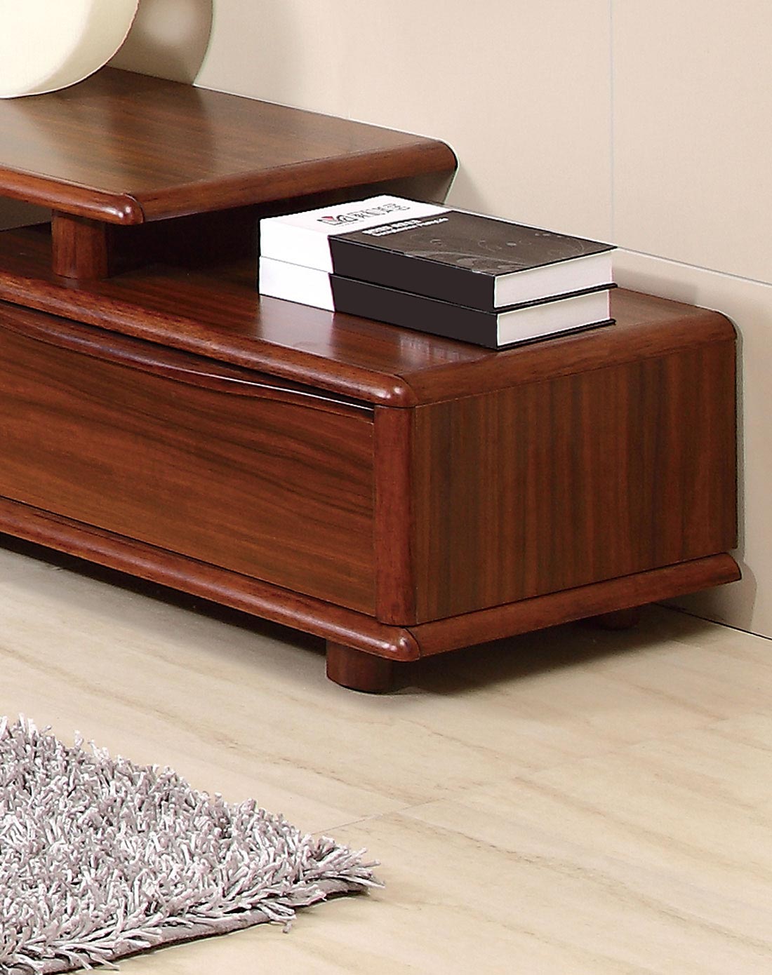 > 乌金木色时尚中国风现代中式橡胶木2.4米三叠式地柜