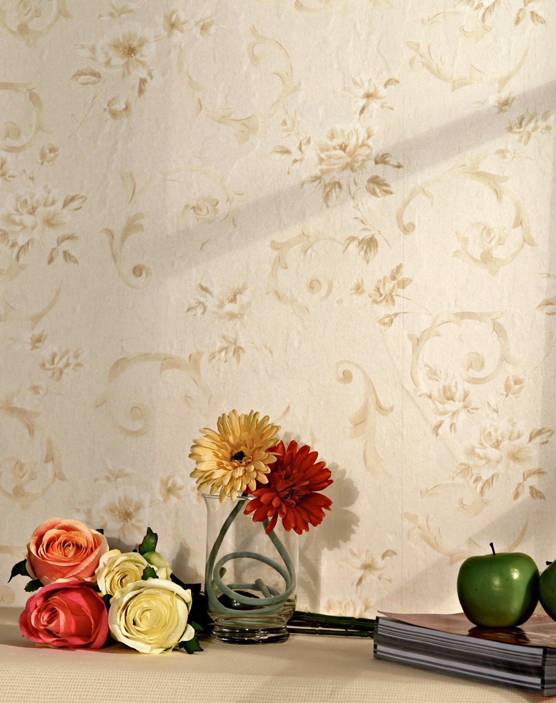 象牙色田园复古温馨简约无纺布壁纸