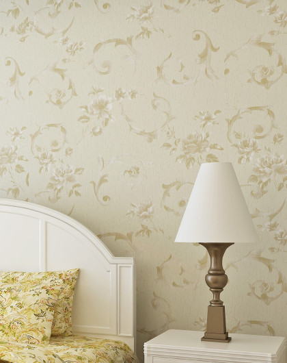 象牙色田园复古温馨简约无纺布壁纸