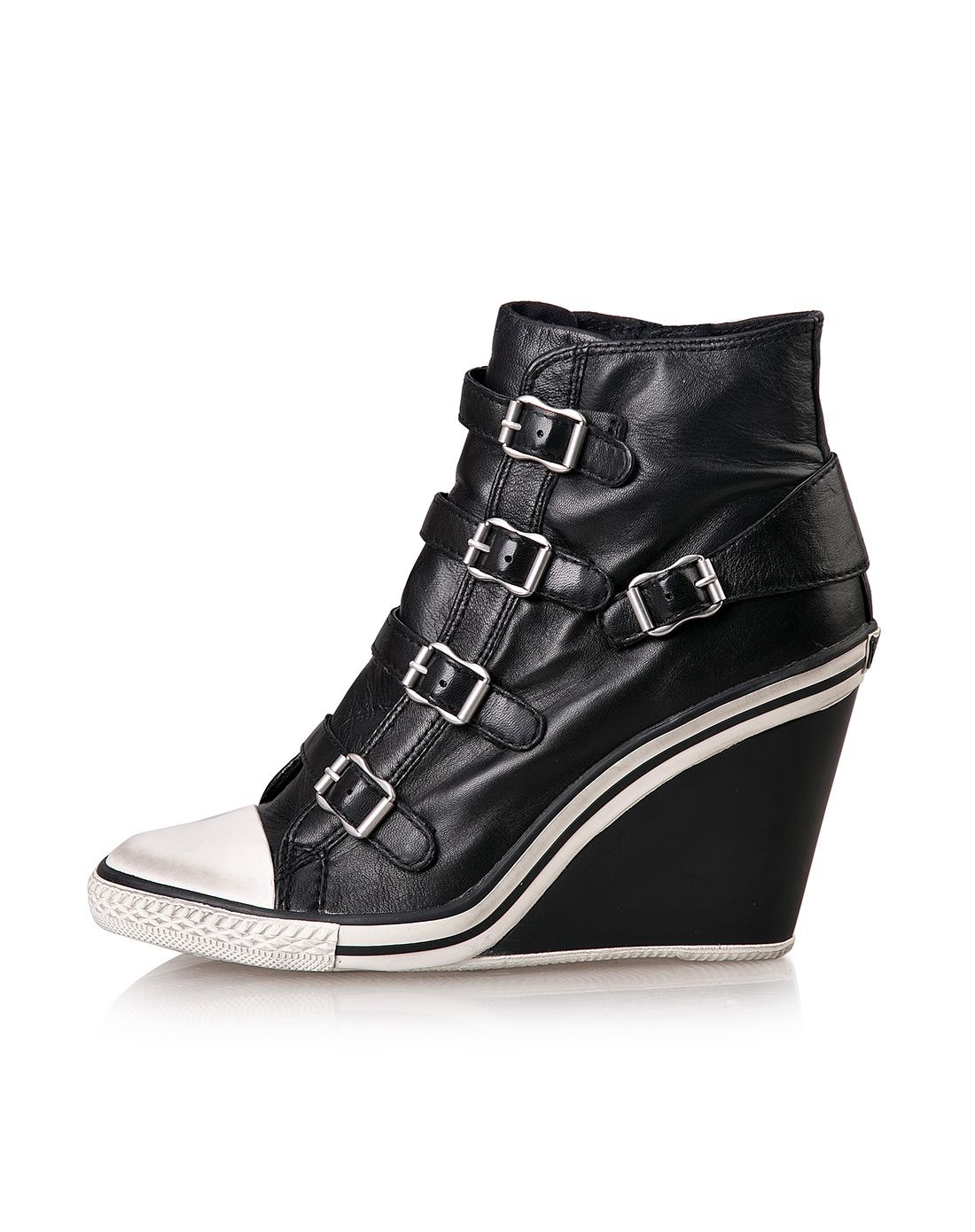 ash女鞋专场 ash 黑色羊皮扣袢内增高女鞋