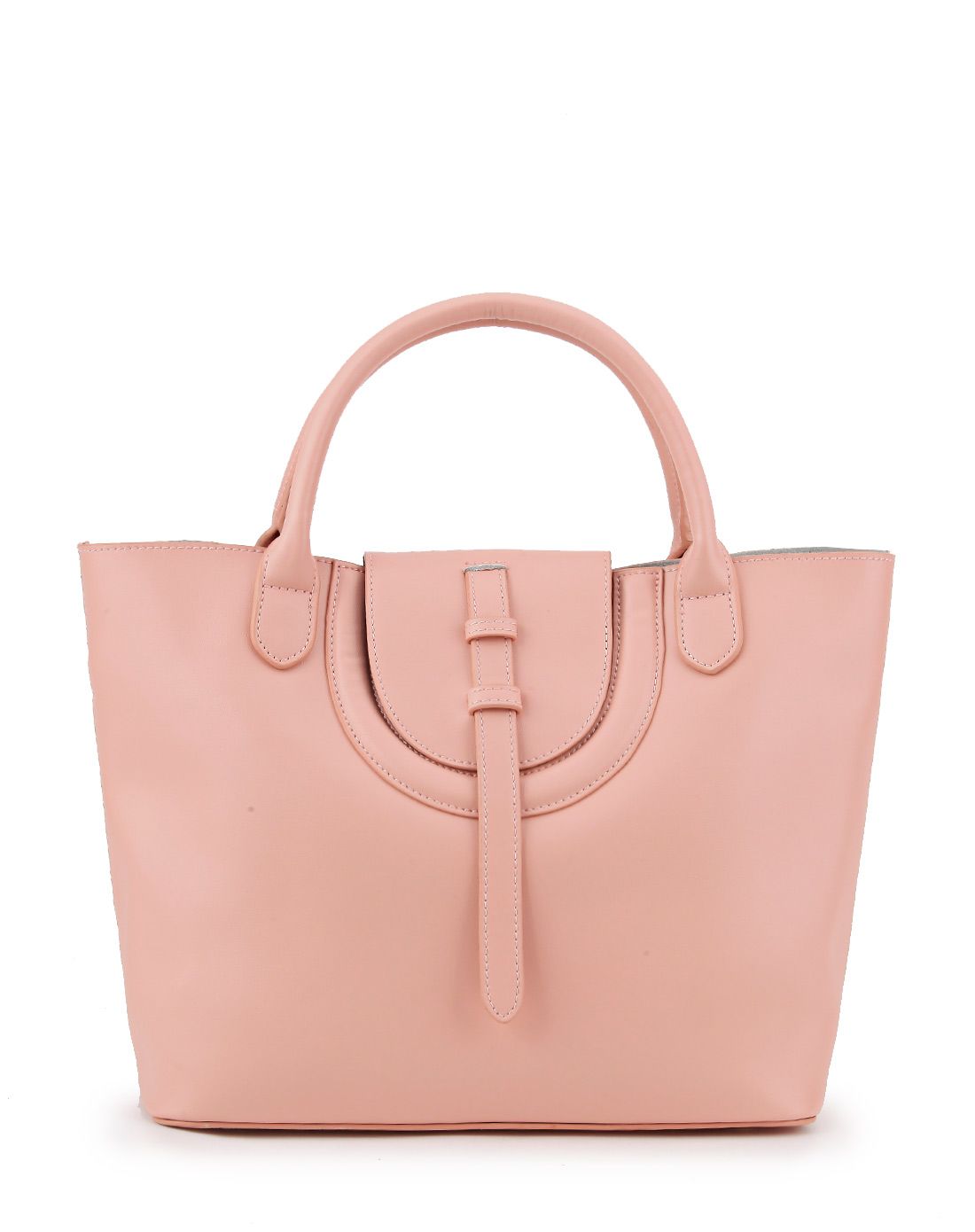 肉粉色牛皮抽带复古时尚子母包