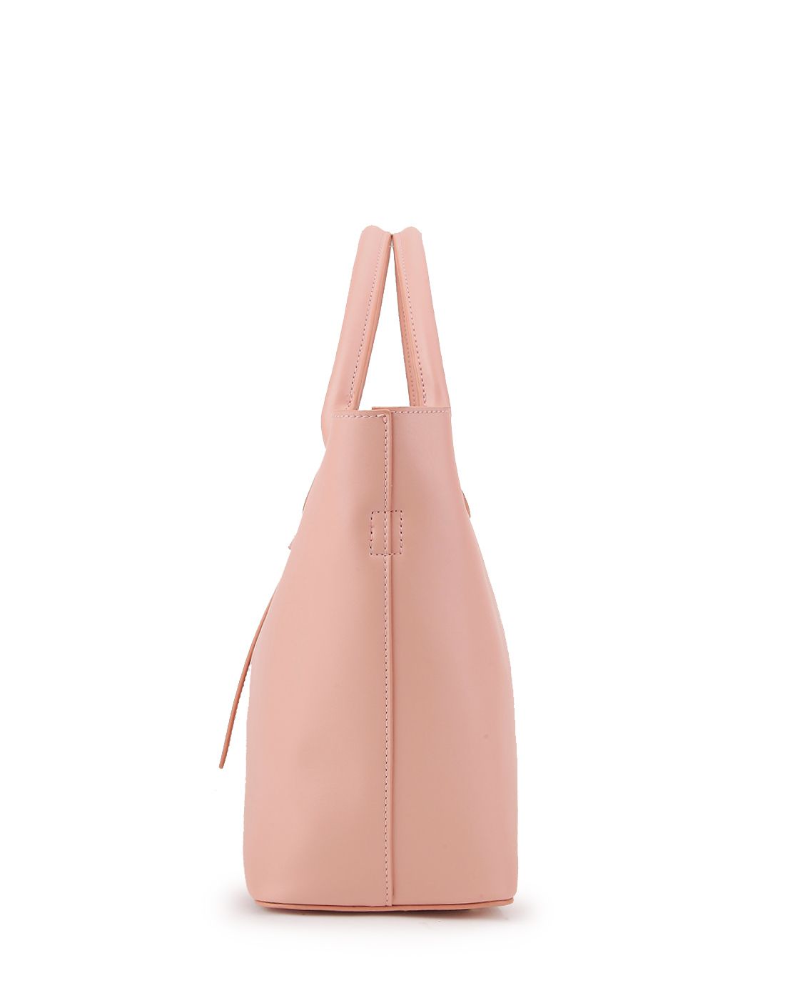 肉粉色牛皮抽带复古时尚子母包