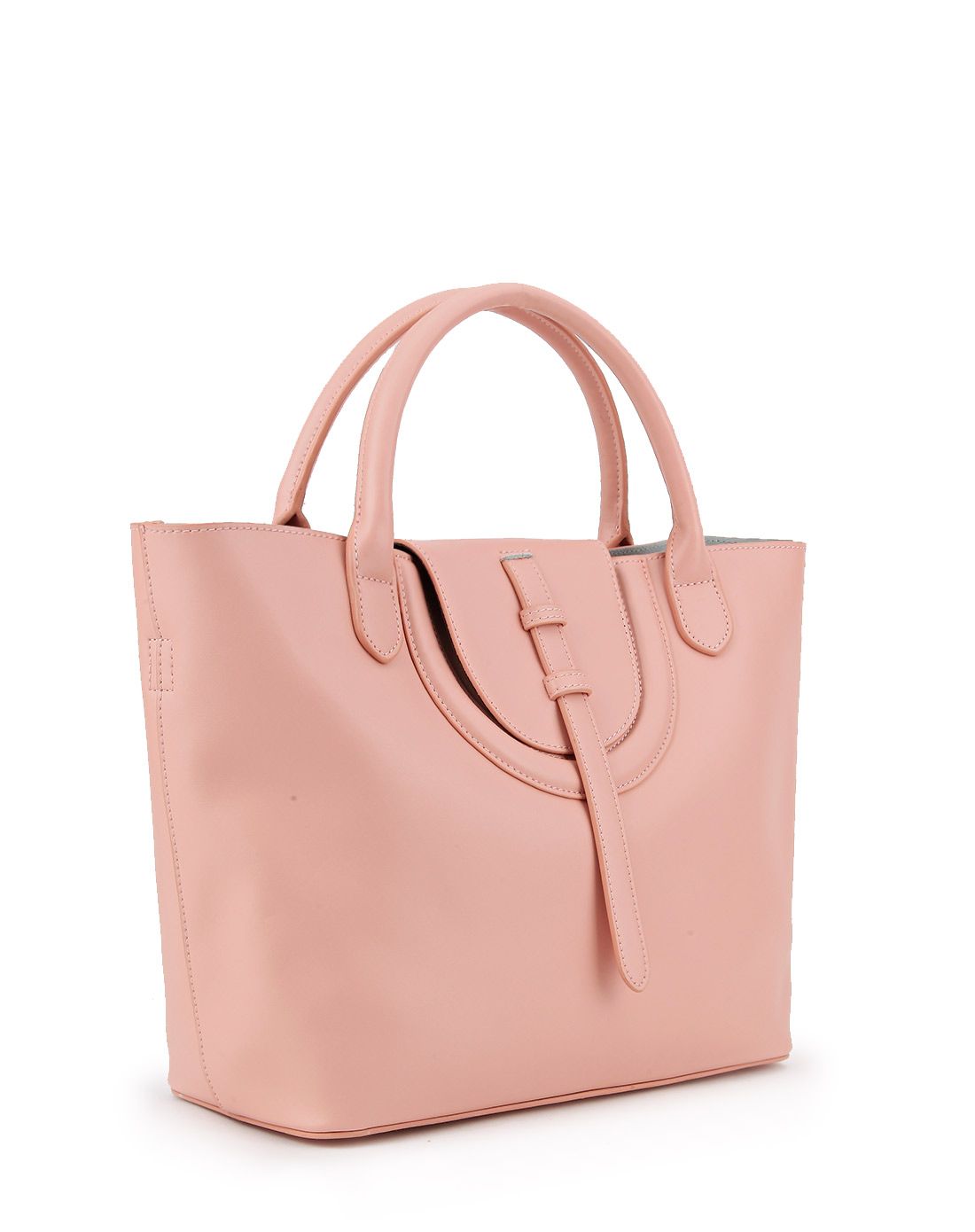 肉粉色牛皮抽带复古时尚子母包