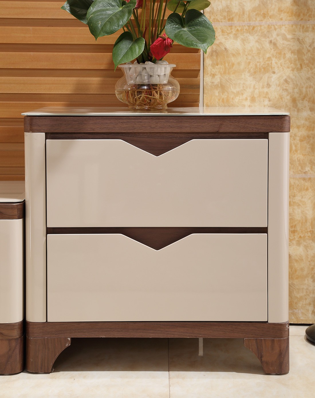 唯美时尚钢化玻璃二斗柜262