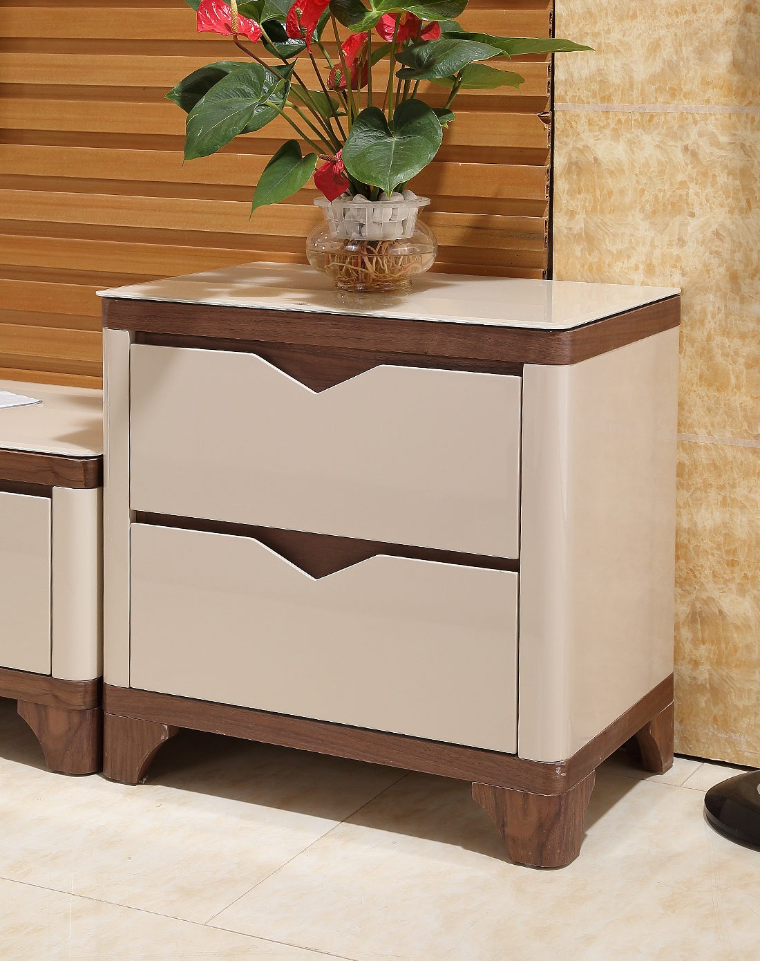 唯美时尚钢化玻璃二斗柜262