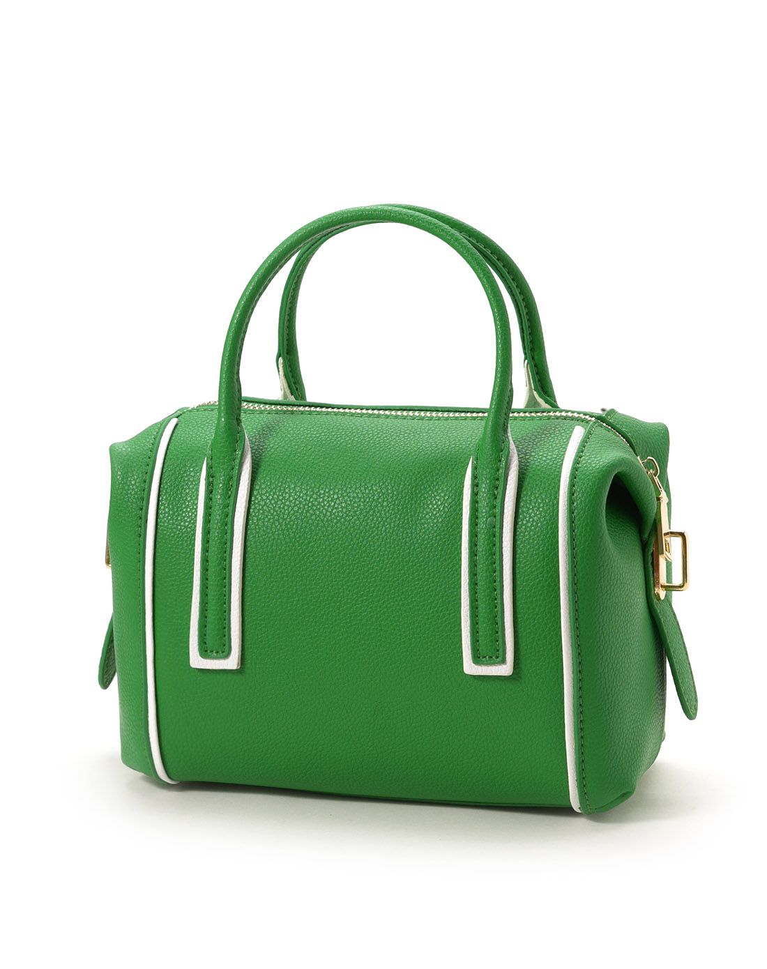 makko女士牛皮绿色撞色勾边手拎包