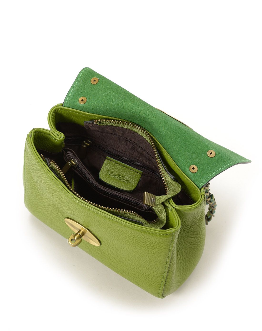 马可makko皮具专场makko女士绿色头层牛皮简约风斜挎包mbq010fg_唯品