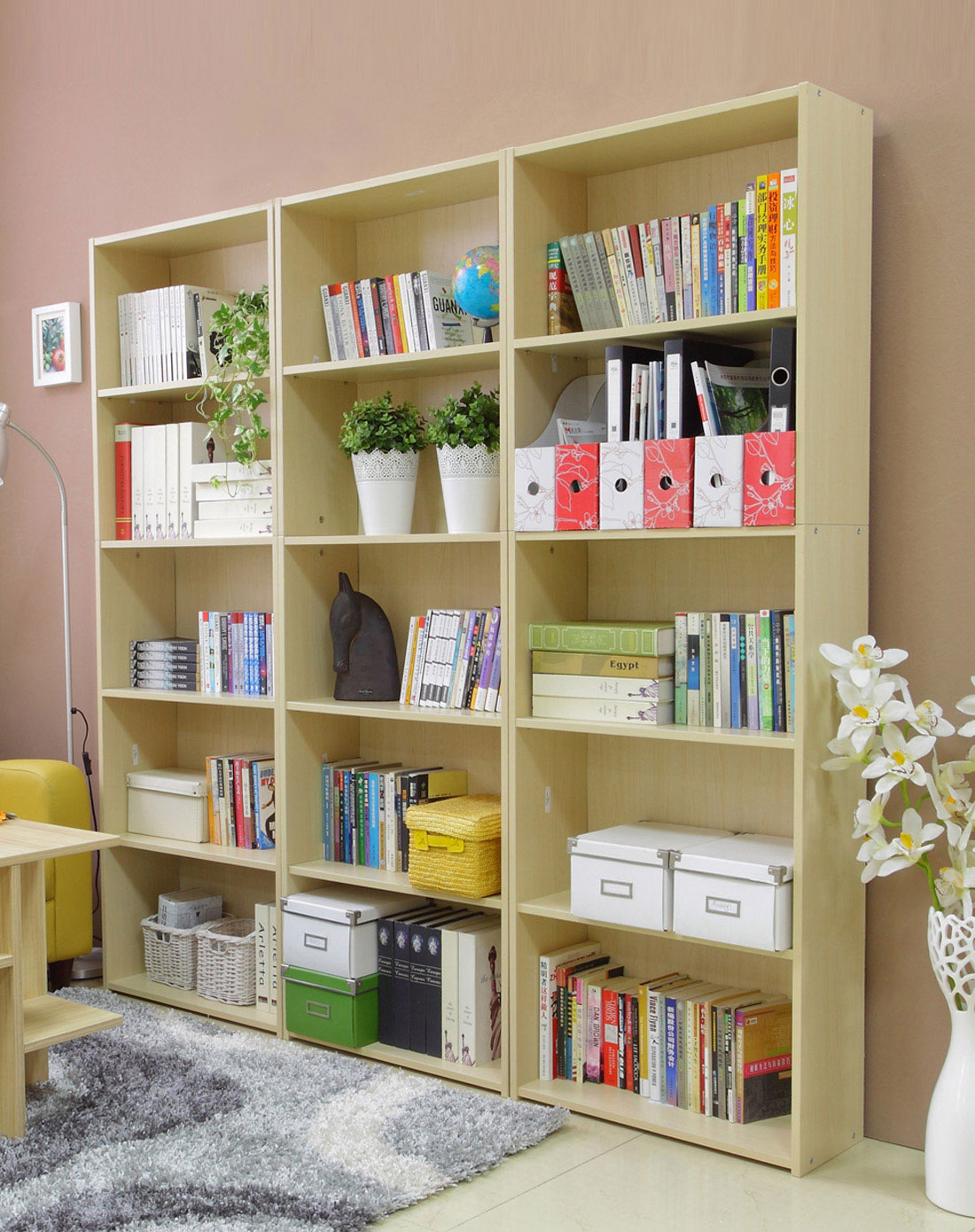 > 美达斯1.8米书柜组合 枫木色