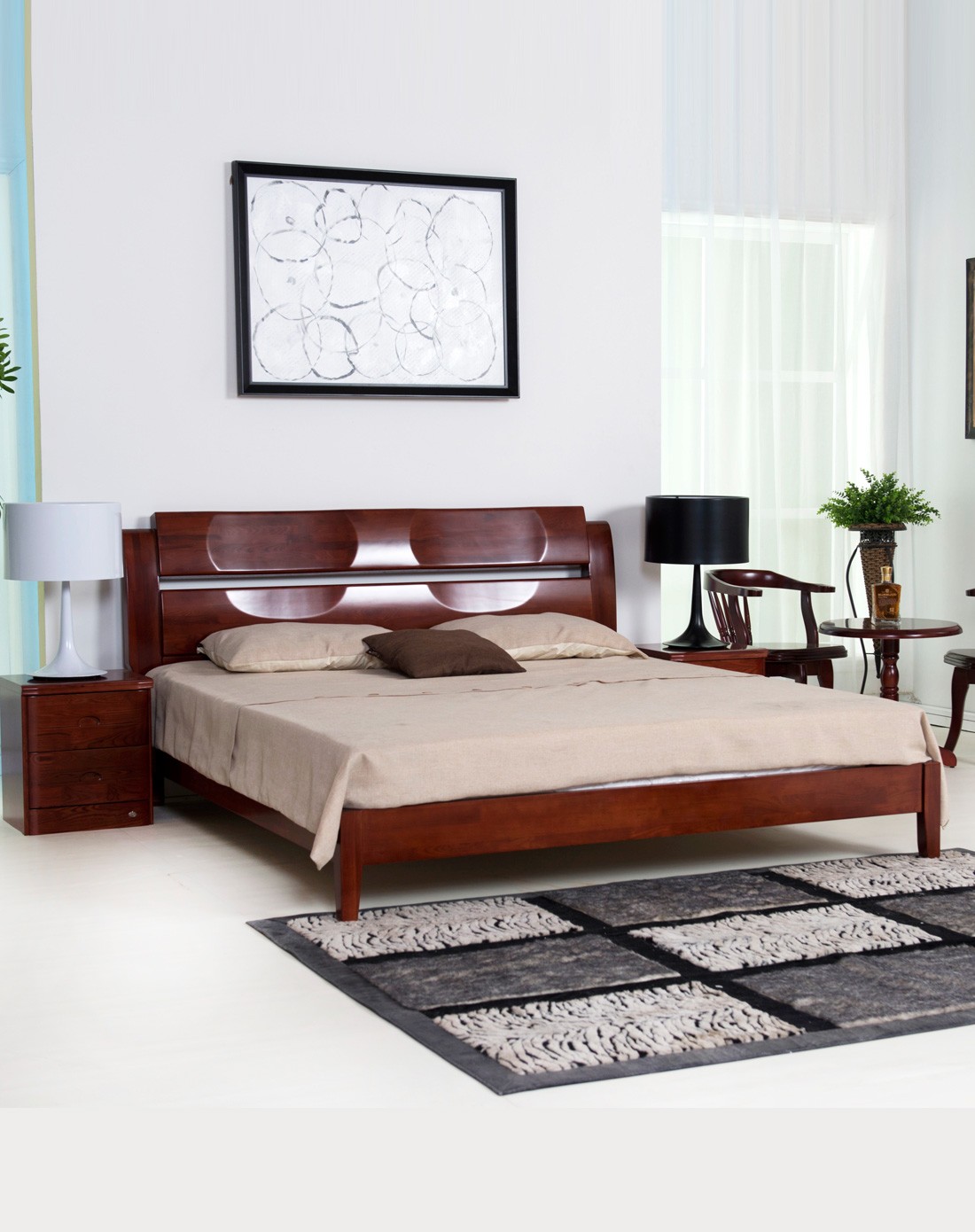 华日家具专场华日家居旭日全实木1.8米排骨架双人床dsc000061_唯品会