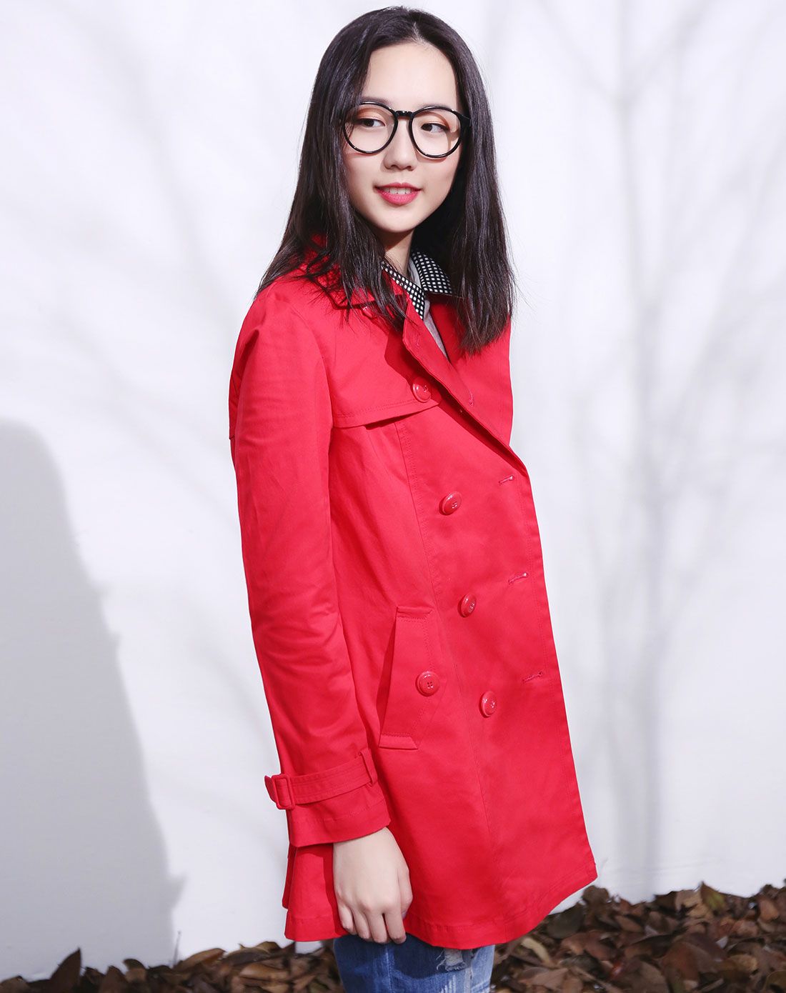 橙红色甜美优雅风衣