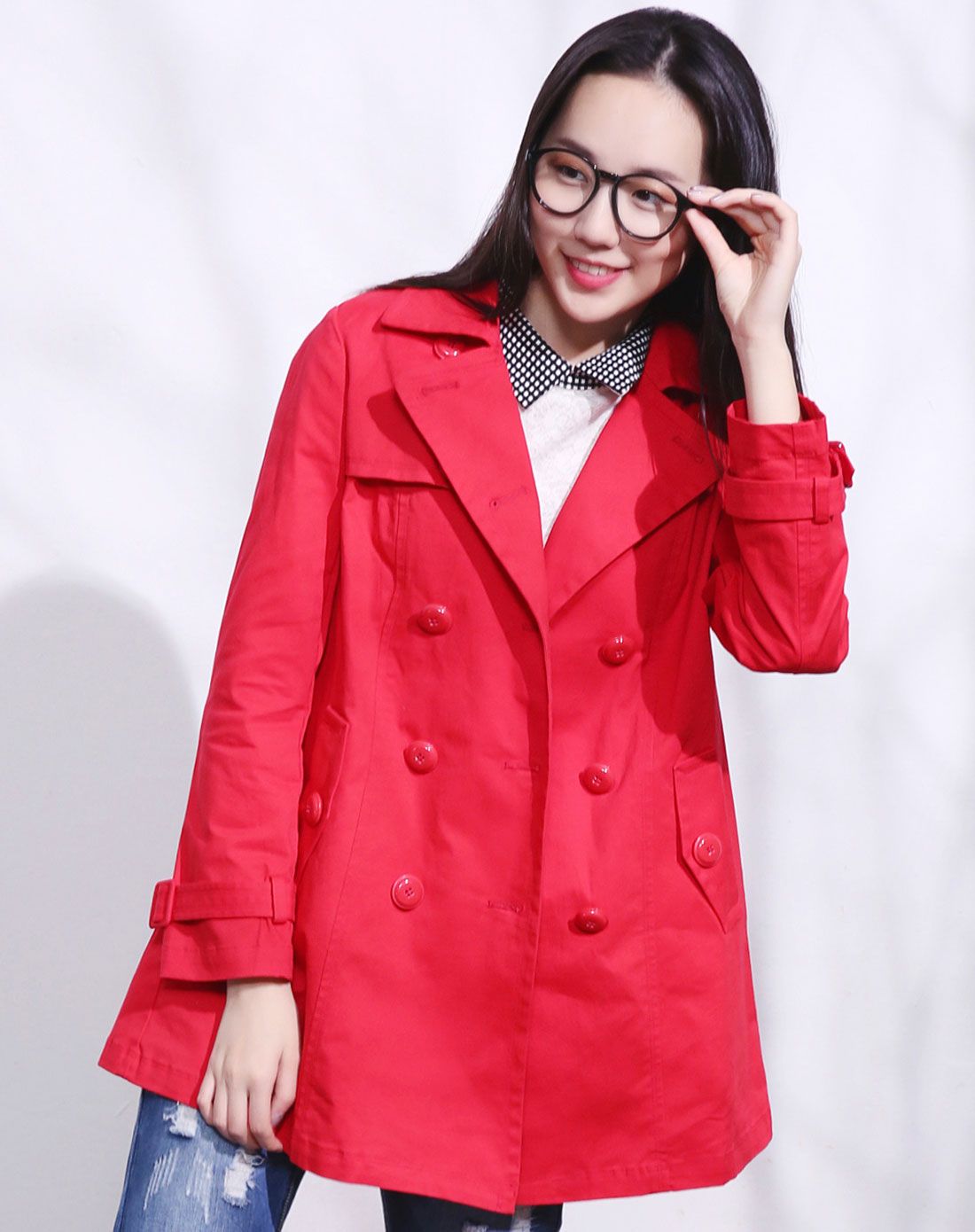 橙红色甜美优雅风衣