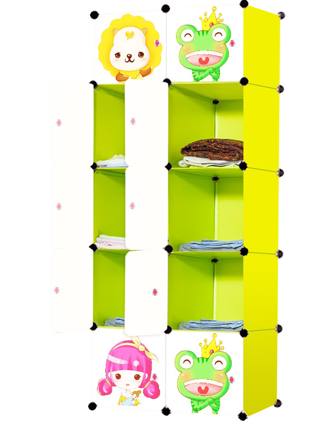 加深款3色卡通10格收纳柜