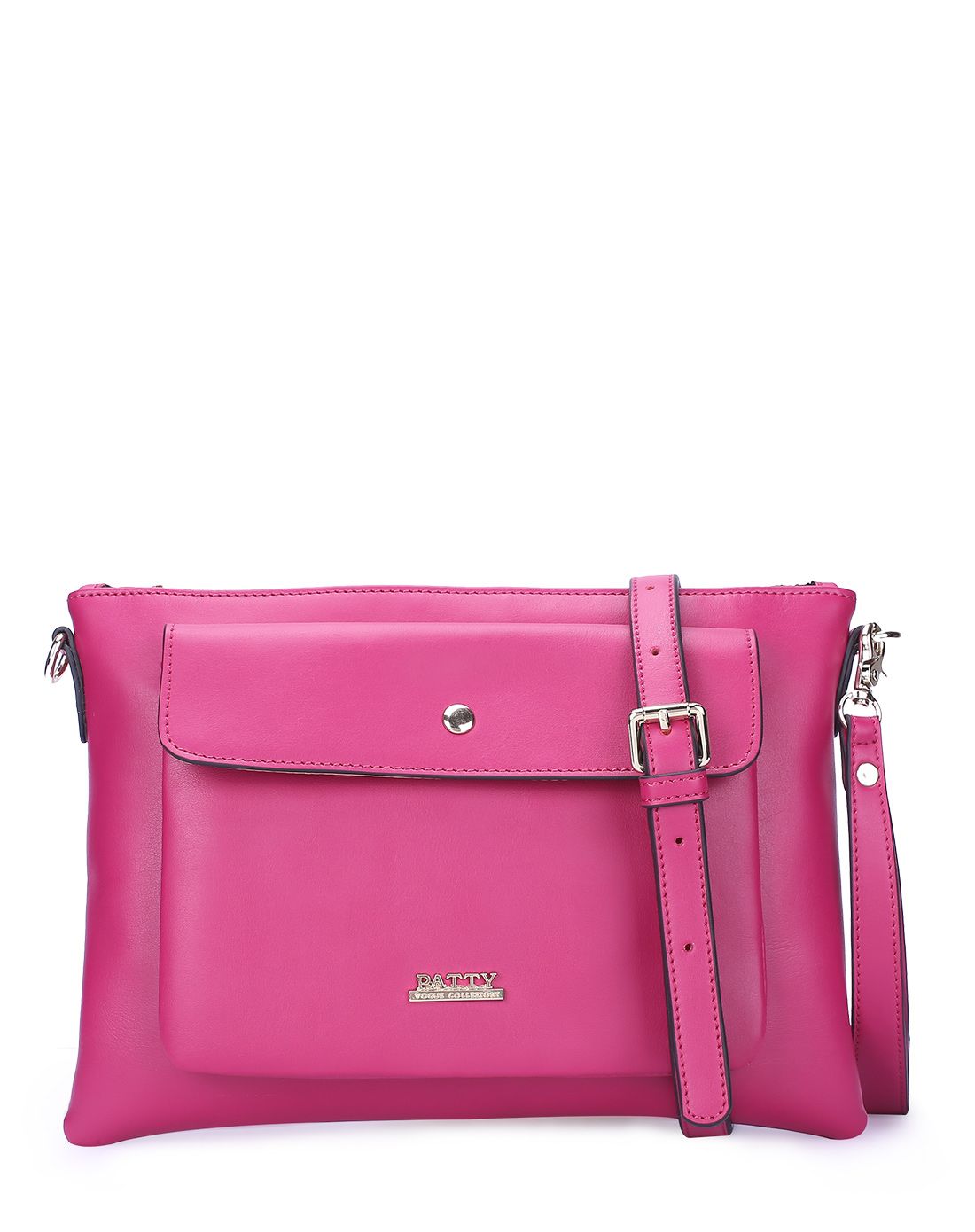 芭迪patty男女包玫红色精致压花纯色气质牛皮女包1ah192661-317_唯品