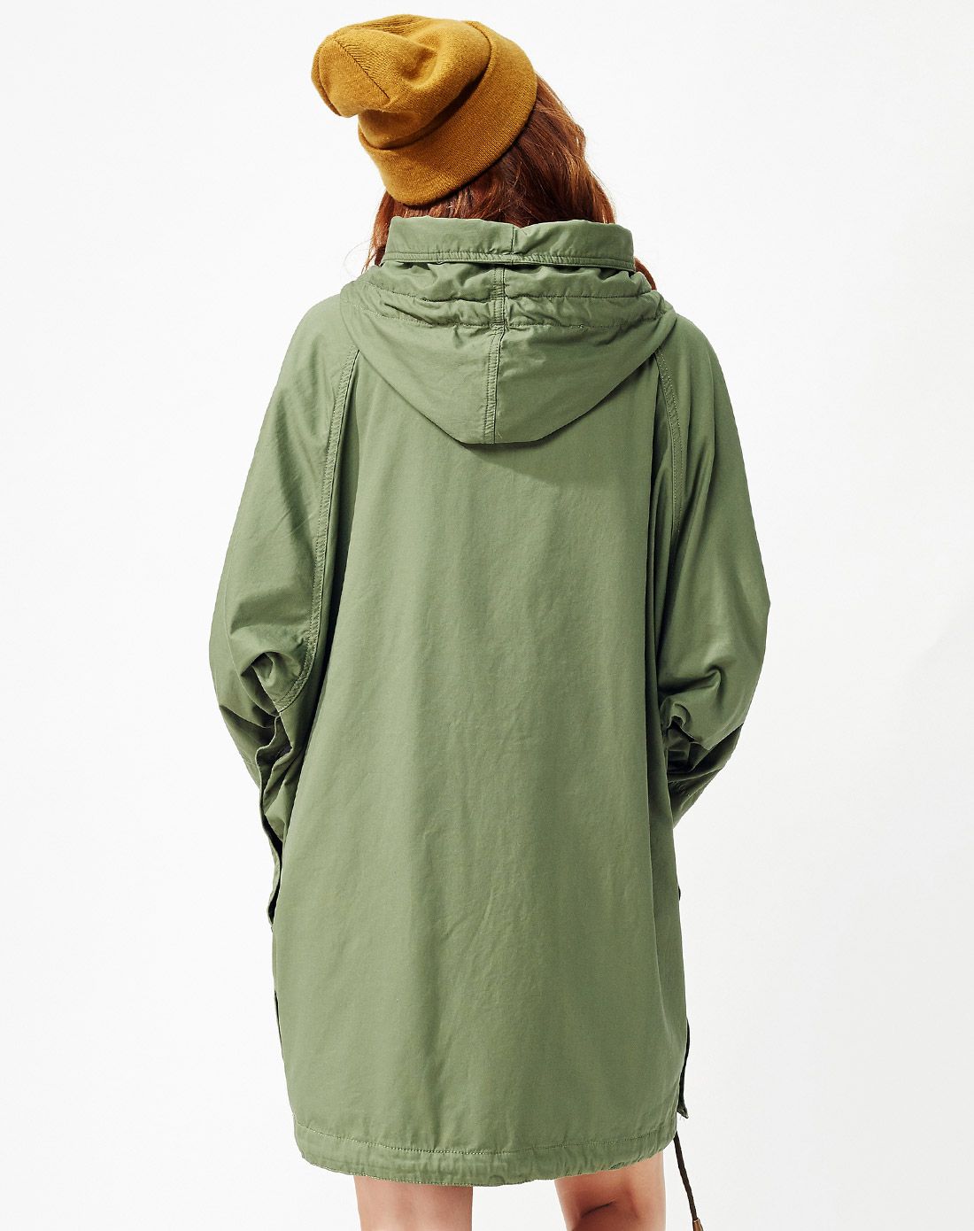 (特惠)女款军绿斗篷式宽松休闲外套
