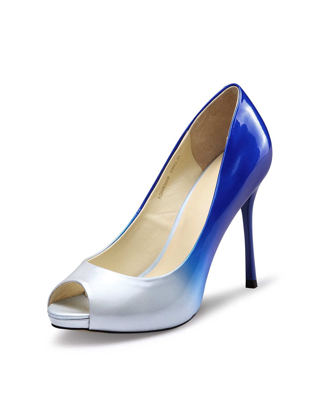 2016春季新款蓝银色牛漆皮鱼嘴