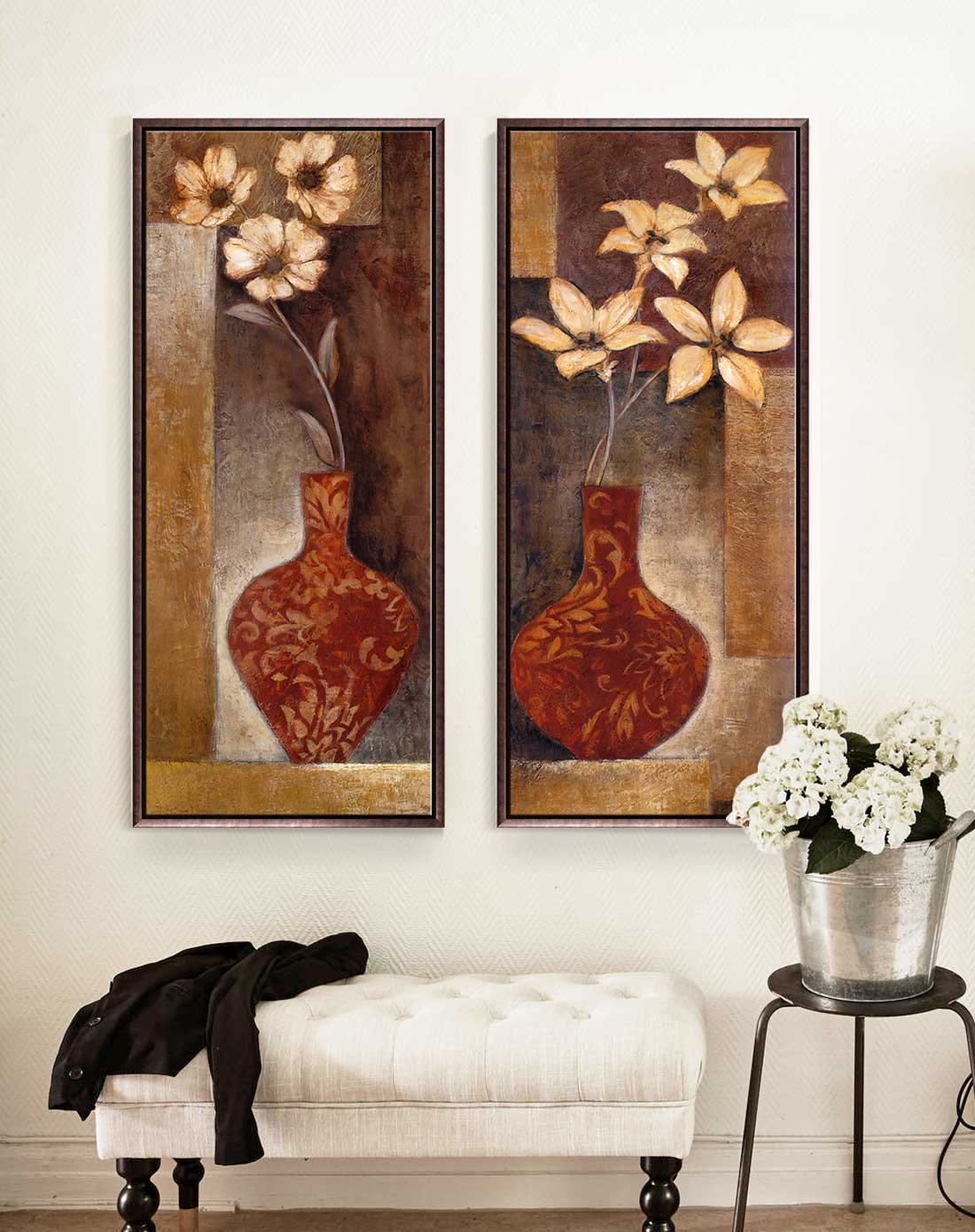 瓶花 简欧玄关装饰画一套2幅