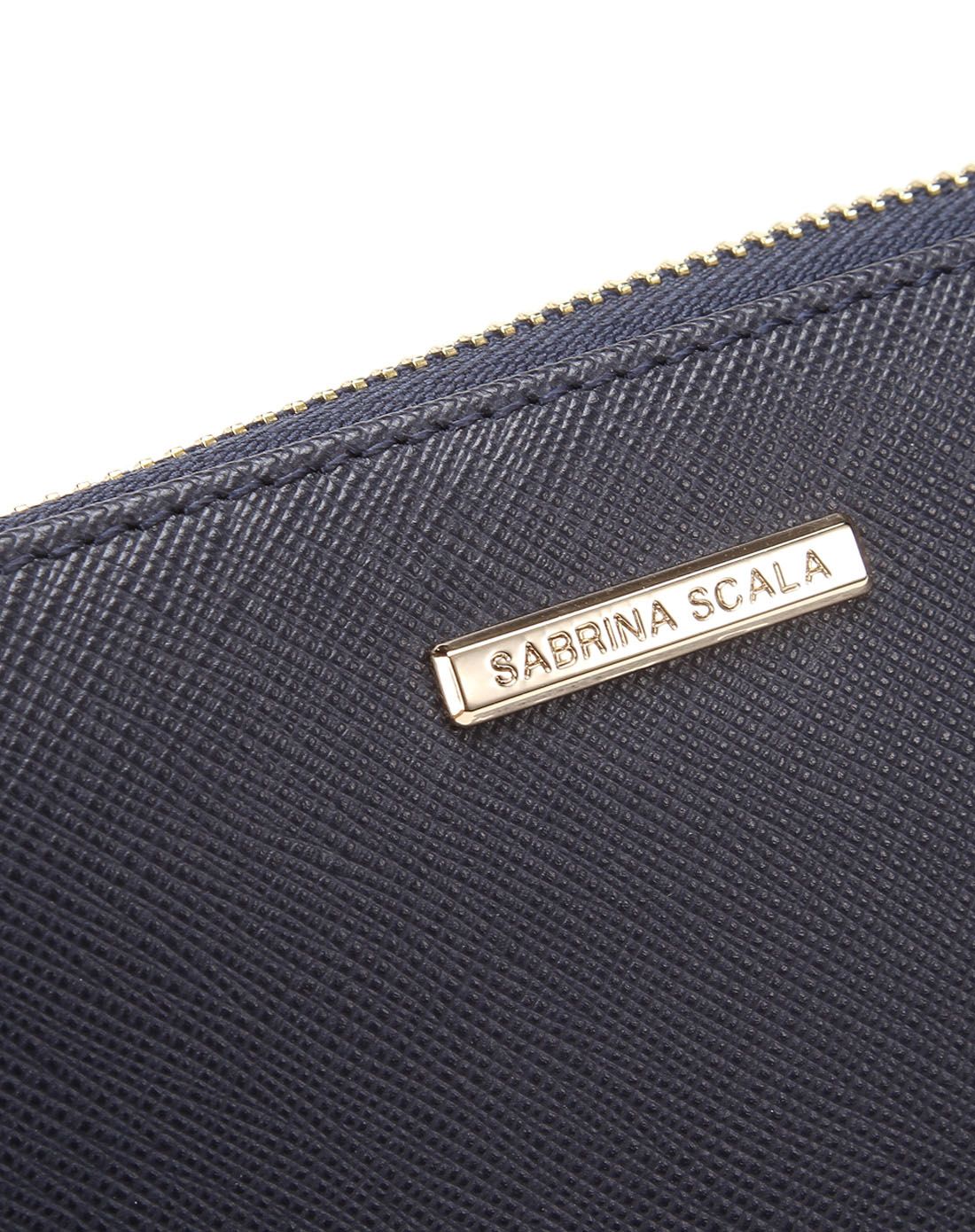 尚兰sabrina scala时尚皮具专场蓝色经典十字纹头层牛皮手拿包长钱包w