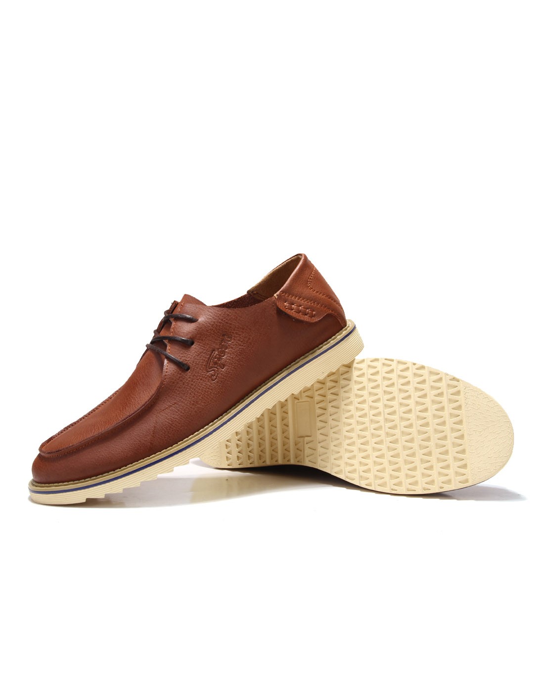 棕色简约时尚纯牛皮休闲鞋