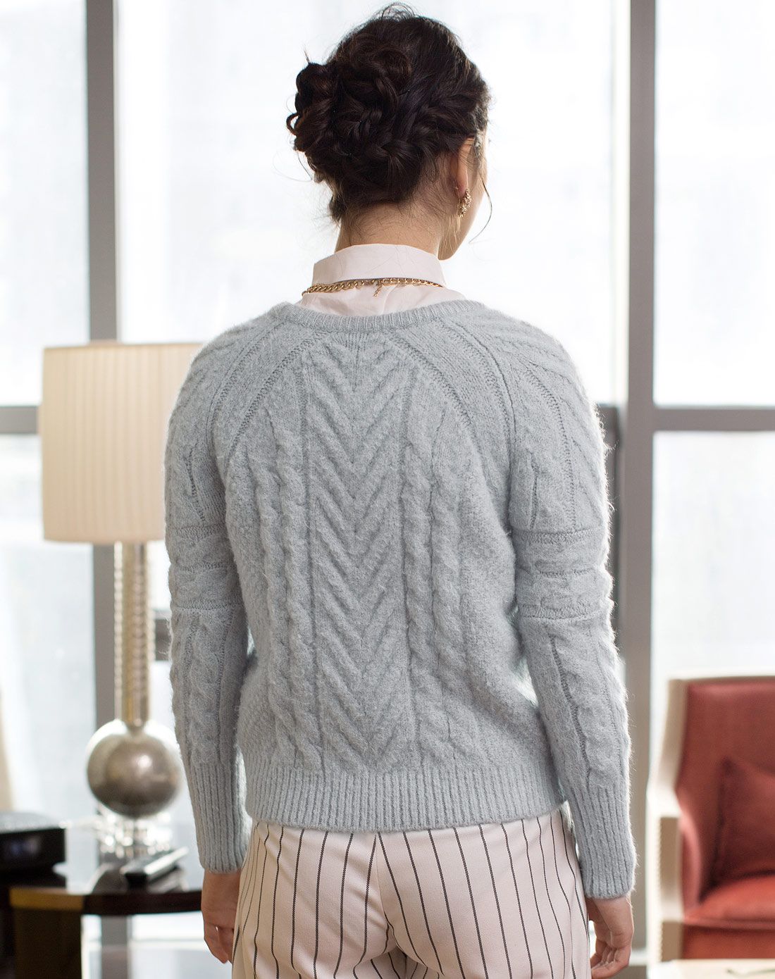 童话余味 麻花纹粗棒针纱线毛衣