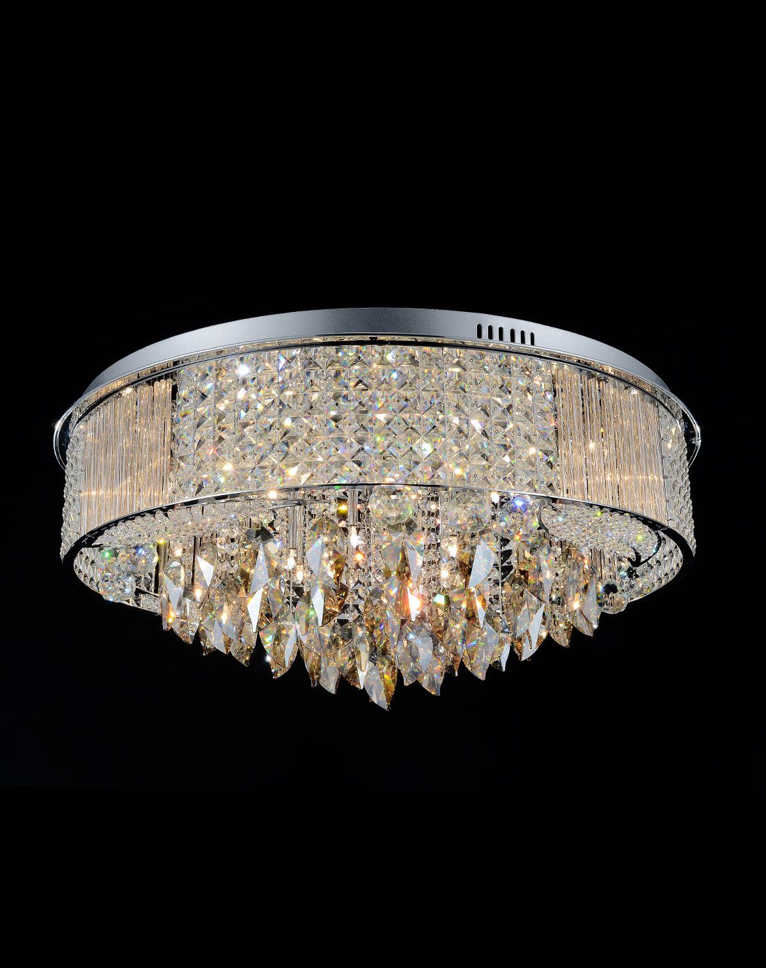 琥珀色水晶树叶 圆形遥控客厅灯