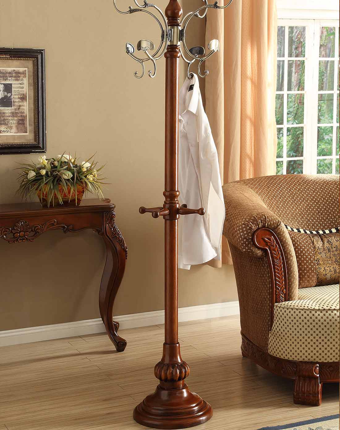 美式实木衣帽架
