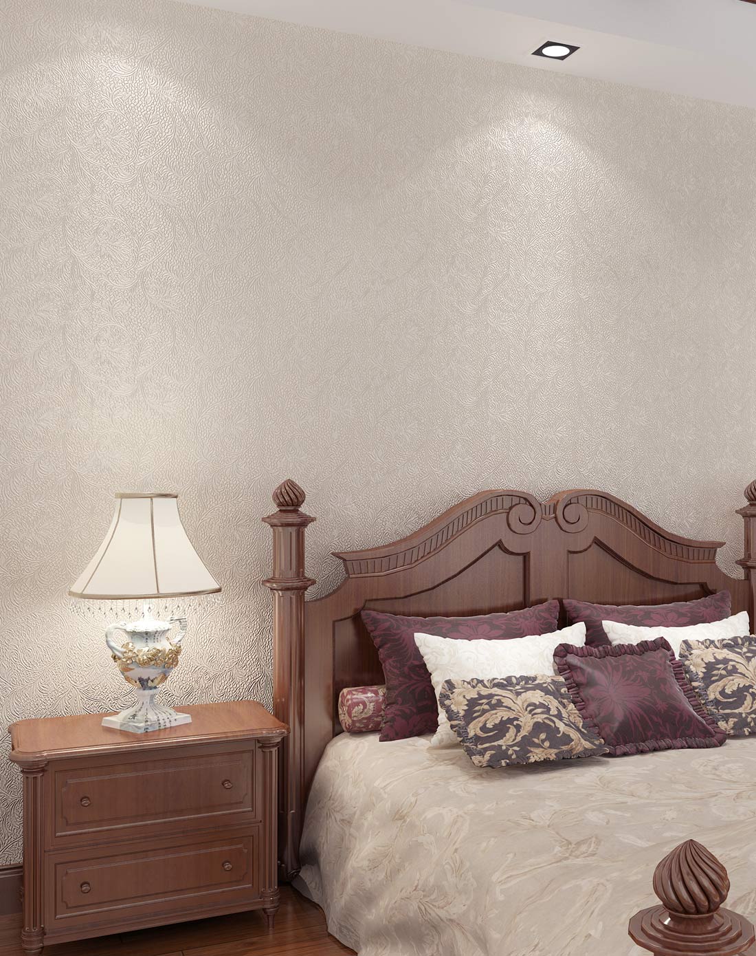 欣旺韩式田园纯色暗花压纹pvc墙纸-粉白