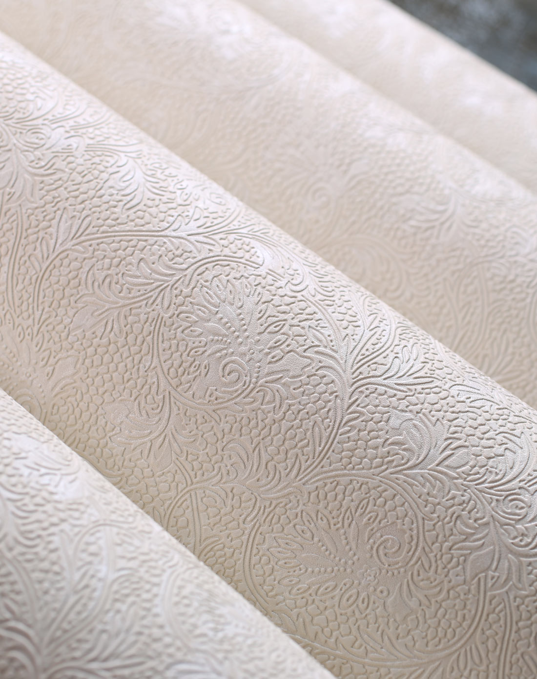 欣旺韩式田园纯色暗花压纹pvc墙纸-粉白