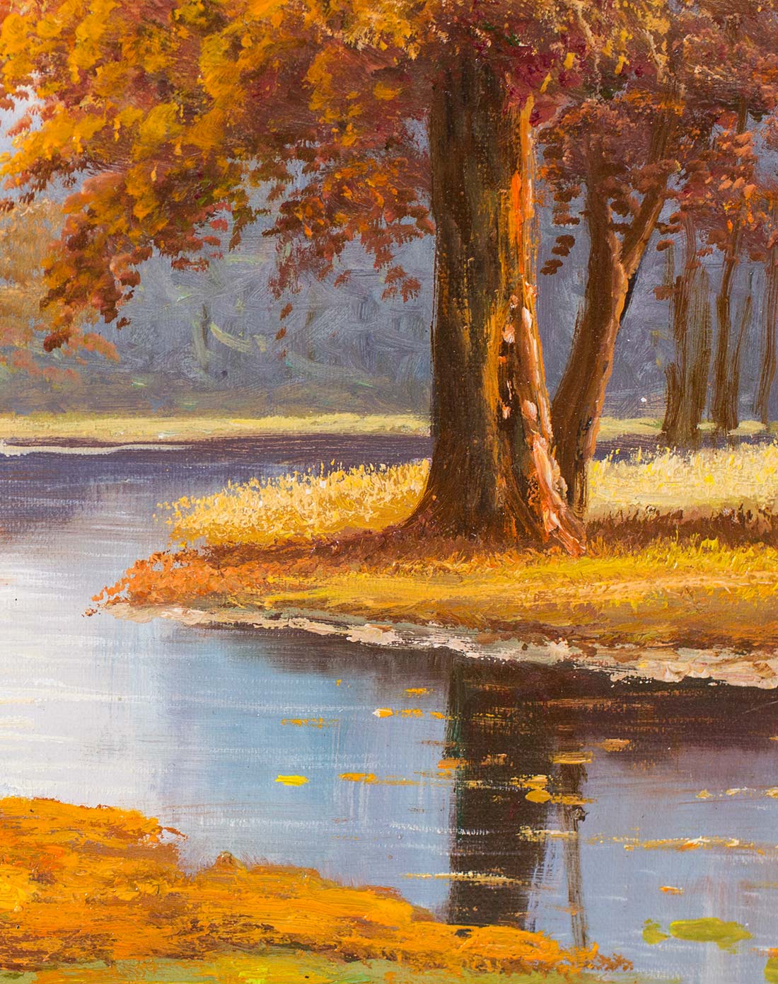 纯手绘山水风景油画 黄金满地