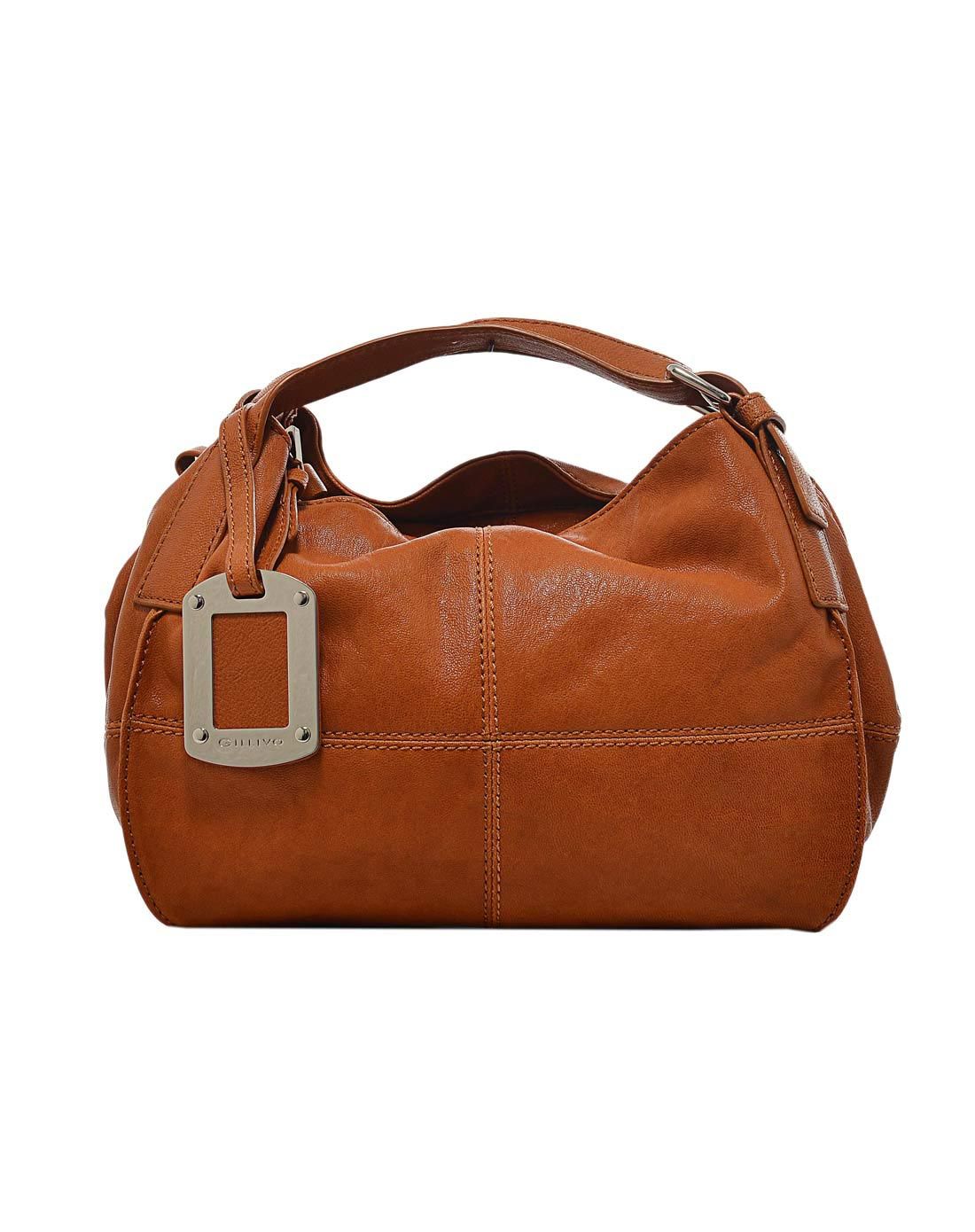 专柜同步款 驼色时尚羊皮革单肩包