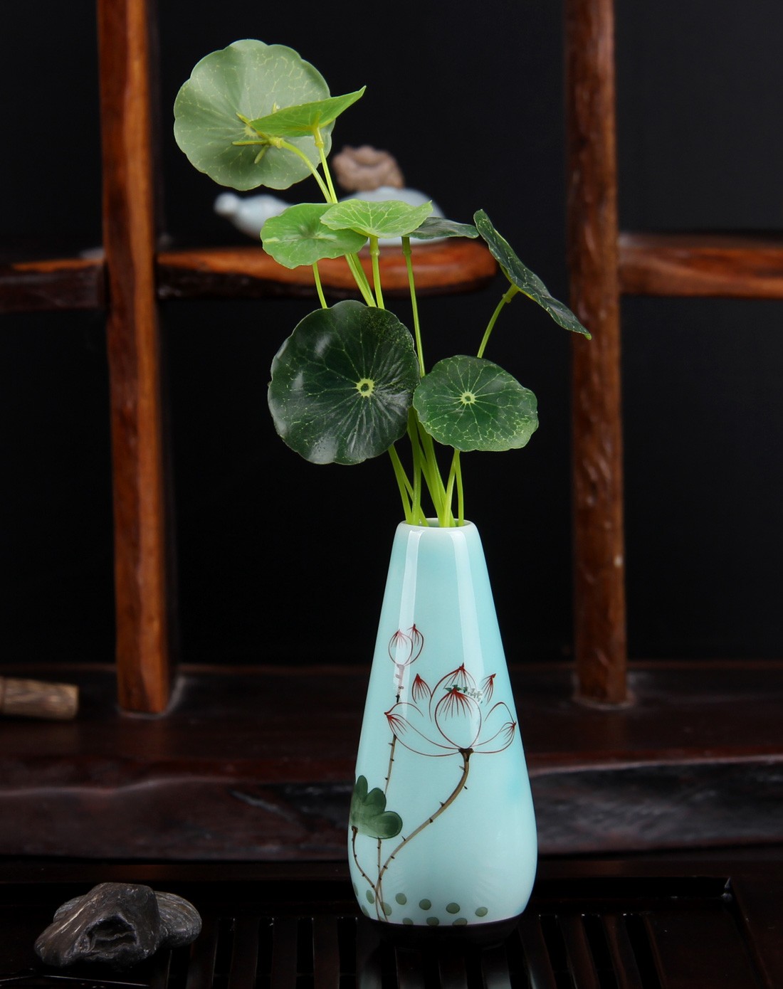 手工绘青瓷花插小花瓶