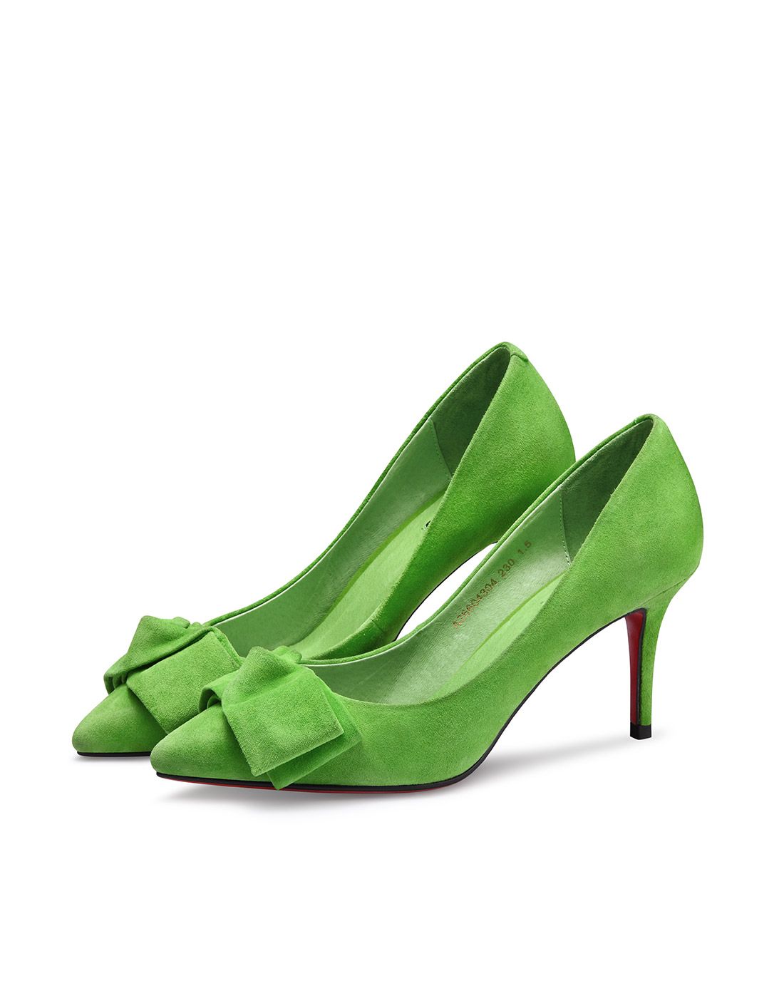 2016春季新款 绿色羊猄蝴蝶结细高跟单鞋