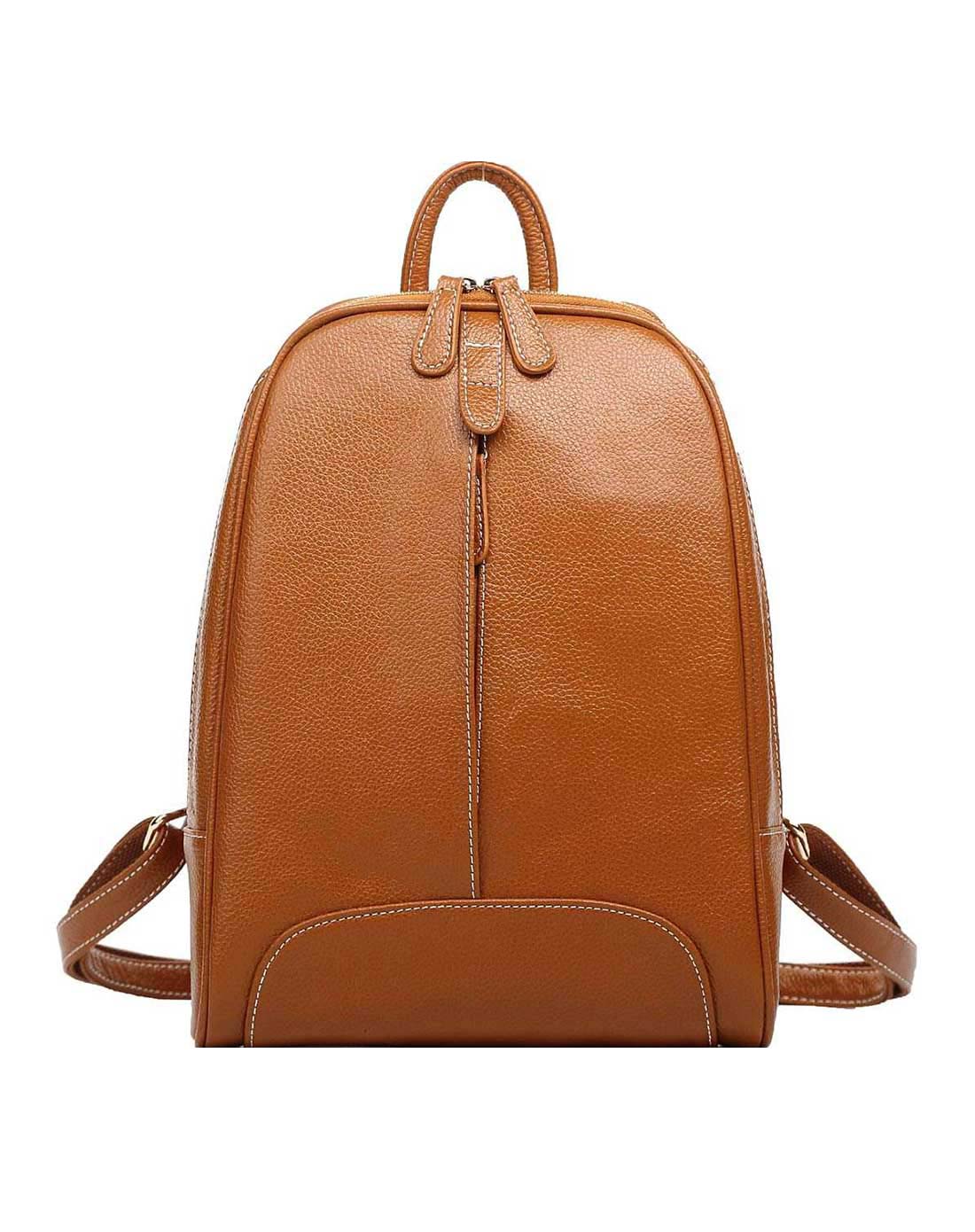 女款棕色韩版休闲学院风牛皮双肩包