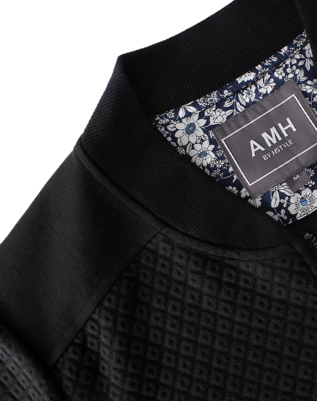 黑色修身拼接夹克外套