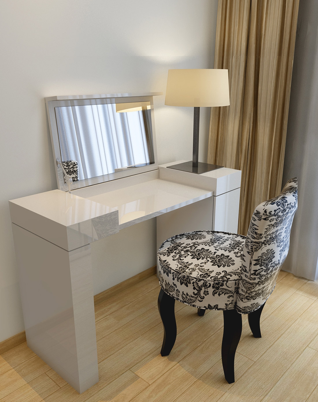 钢琴烤漆 可翻盖梳妆台