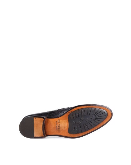 de verli意大利进口黑色牛皮正装单鞋