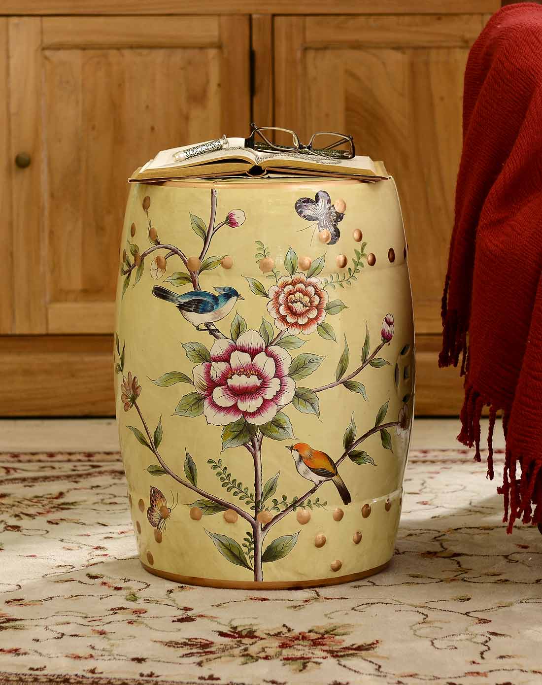 奇居良品create for life家具换鞋凳梳妆凳 手绘花鸟陶瓷鼓凳 f款jj