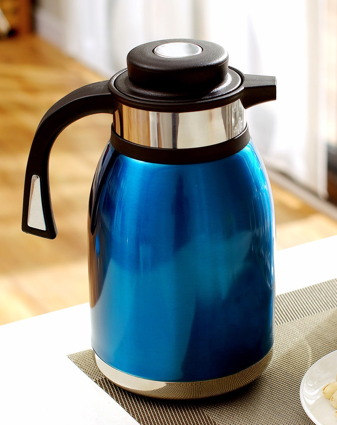 手按式蓝金属漆2升保温壶