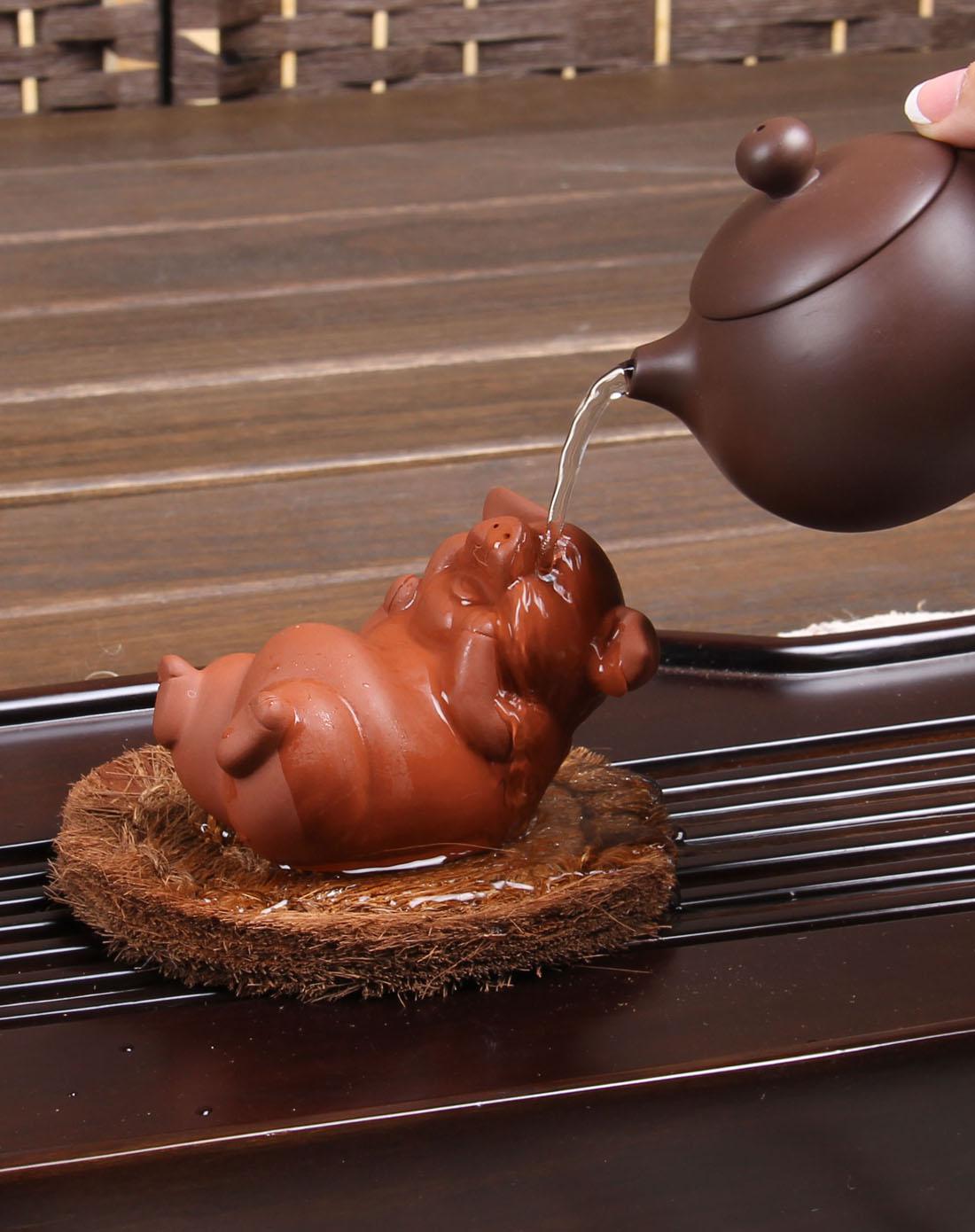 紫砂猪茶宠 欢天喜地憨态可掬