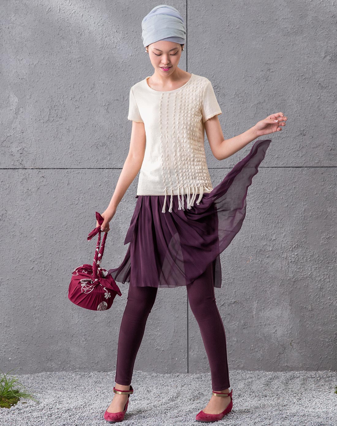 (秋上新)暗紫色桑蚕丝修身裙裤