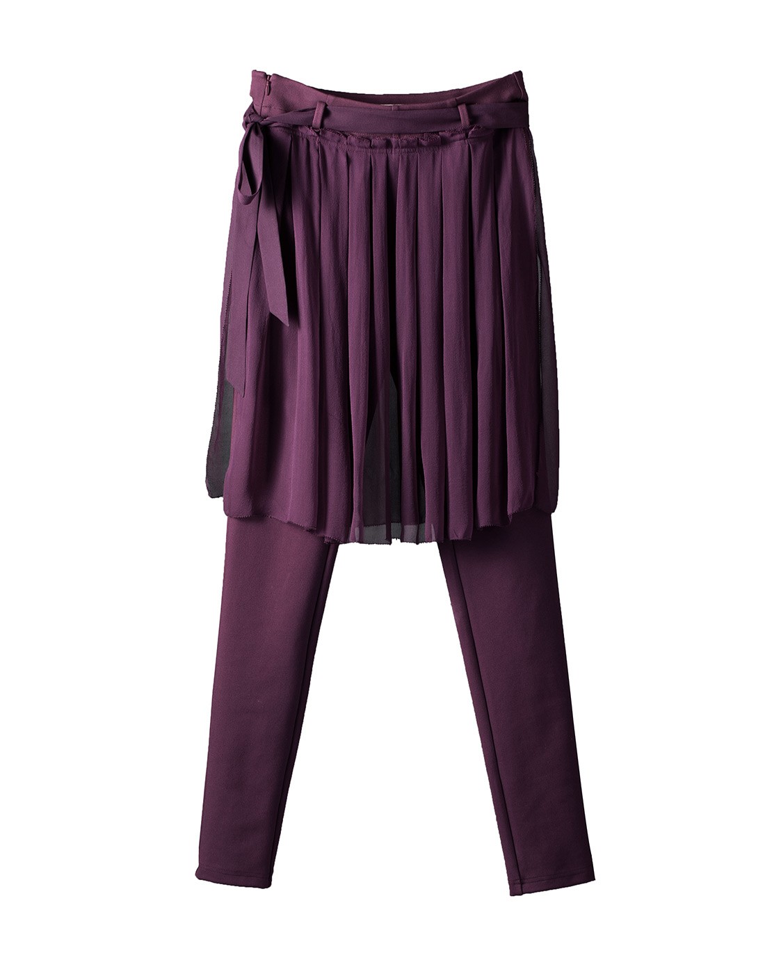 (秋上新)暗紫色桑蚕丝修身裙裤