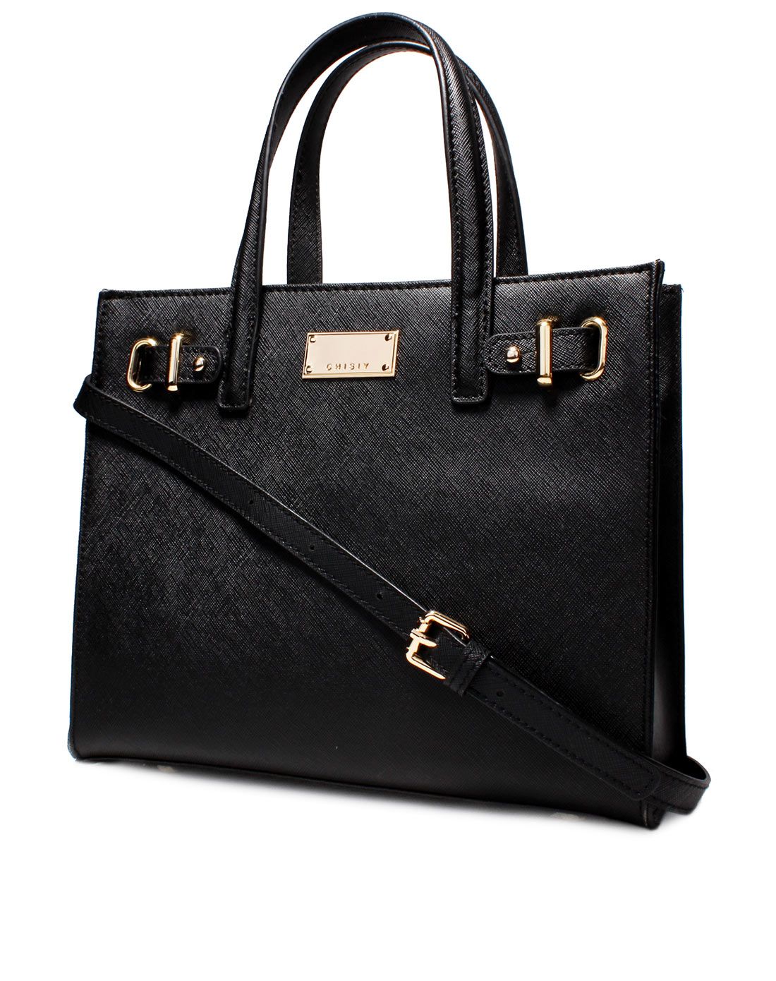 牛剖层革黑色菲格手提多用包fego