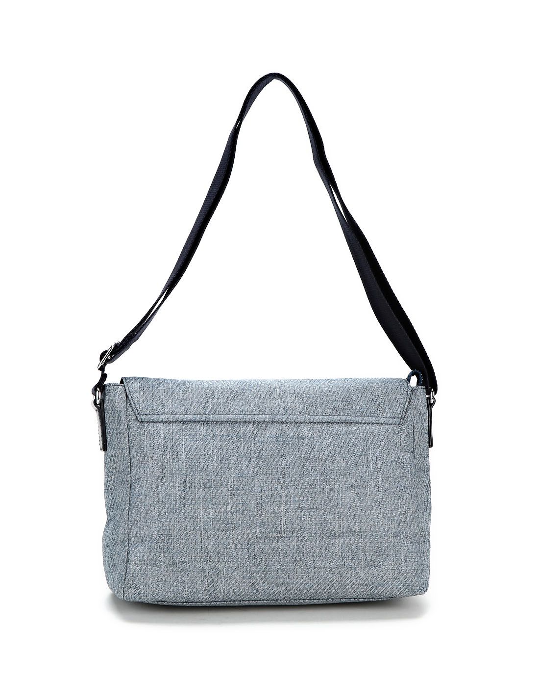 通勤ol款 纯色斜挎包单肩女包 包盖式搭扣实用旅行包编织蓝