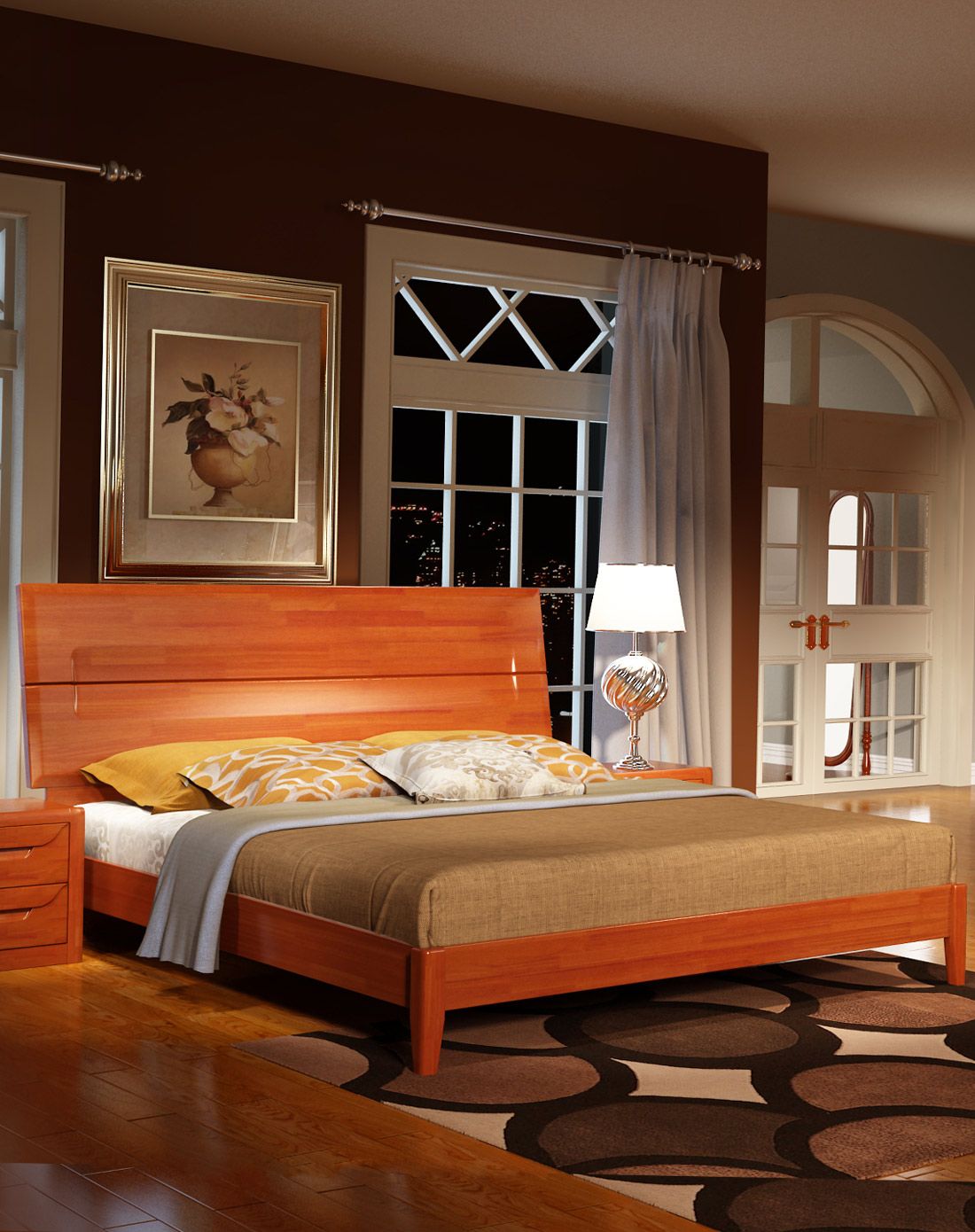 华日家具专场华日家居琥珀色实木1.8米排骨架床dsc000529_唯品会