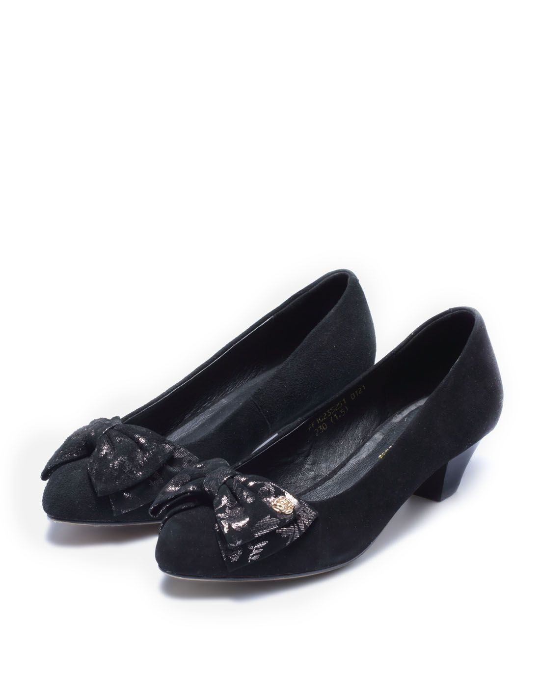 forest princess黑色羊皮猻面金属饰扣粗跟单鞋ff1c2352510121_唯品会