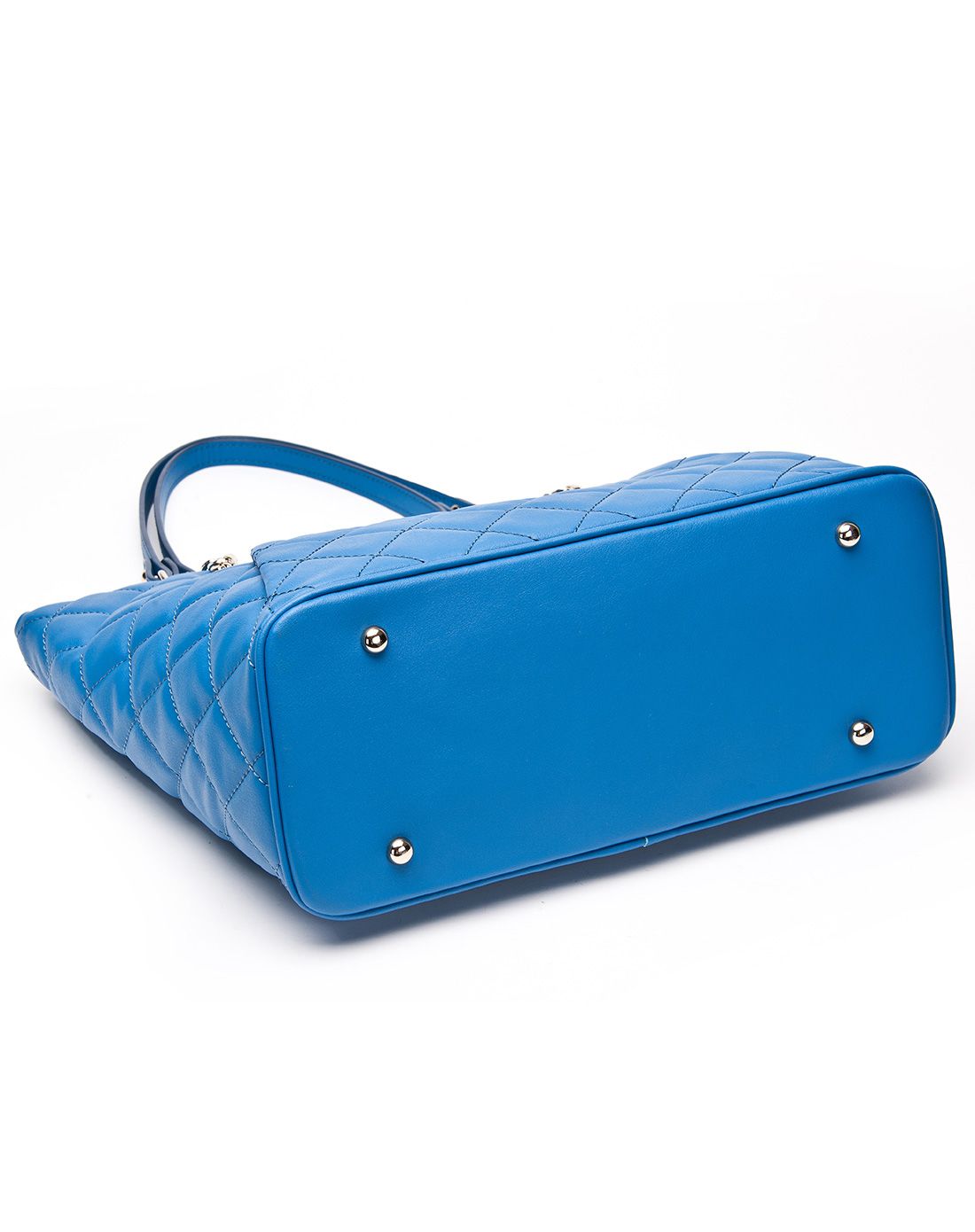 蓝色时尚百搭梯形包牛皮单肩大包