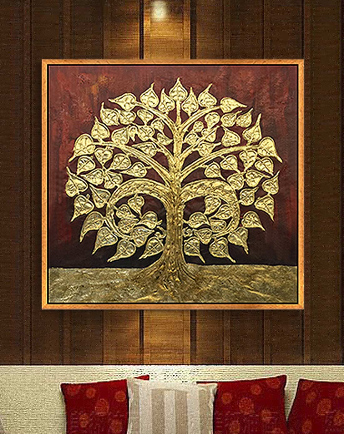 纯手绘高端泰式金箔画 菩提树