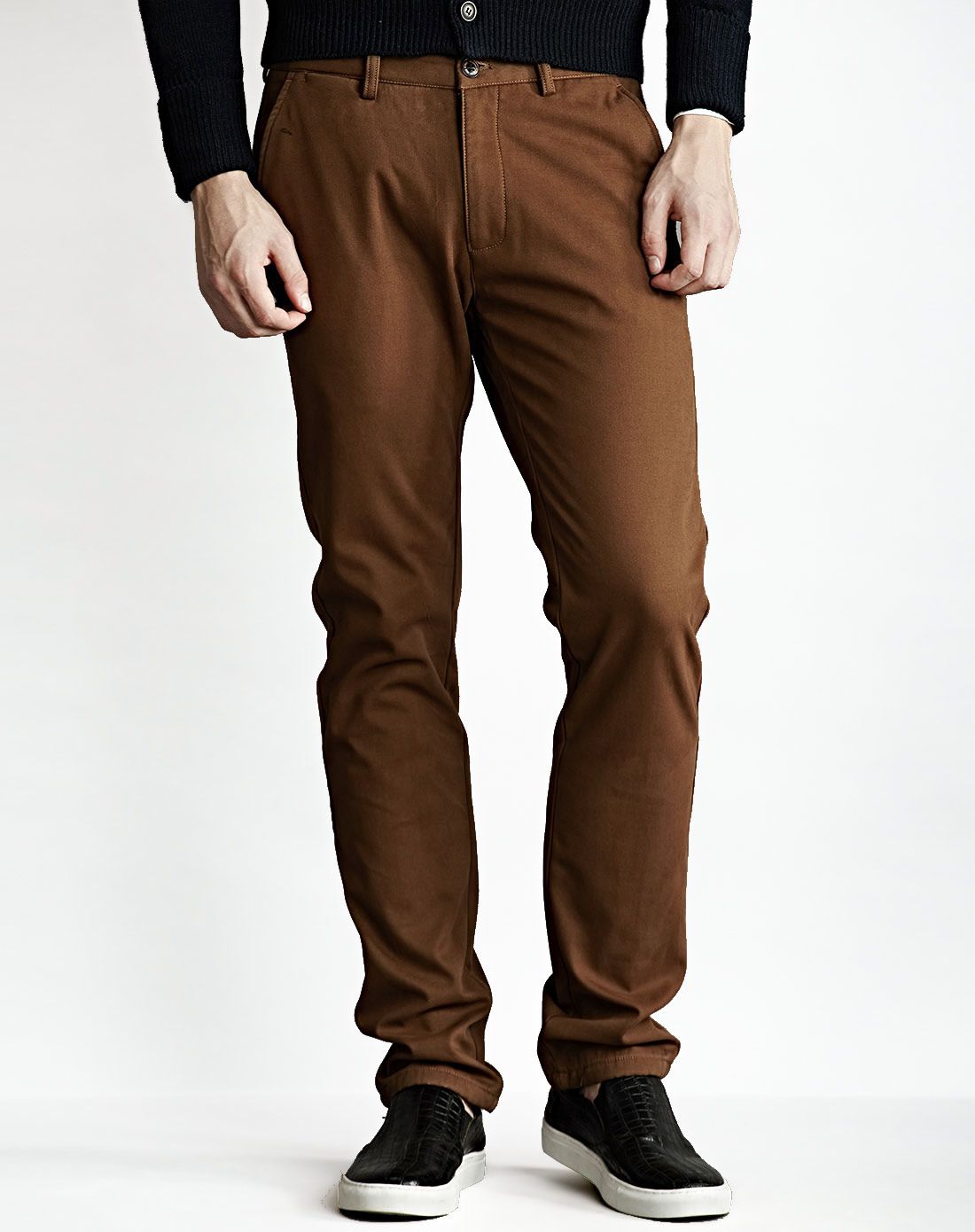 桦茶色百搭保暖加绒休闲裤