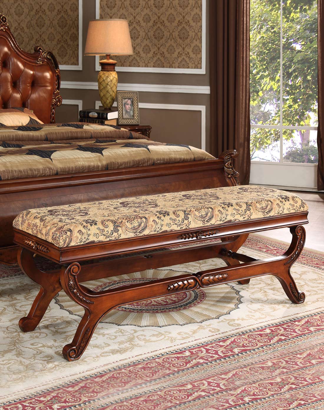 美式布艺床尾凳 床踏换鞋凳