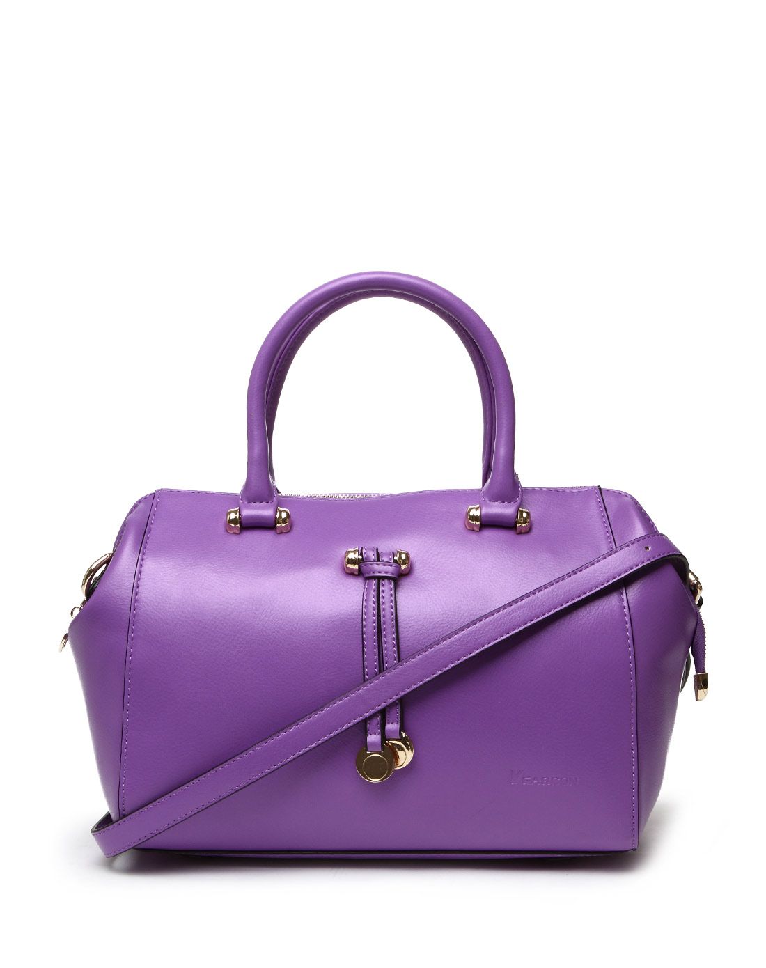 女款紫色休闲横款方形手提包