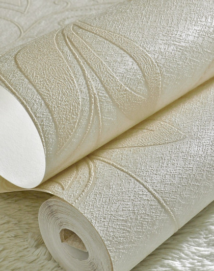 象牙色3d立体浮雕高级无纺布壁纸